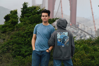 Oversized "Blue California" heavyweight hoodie