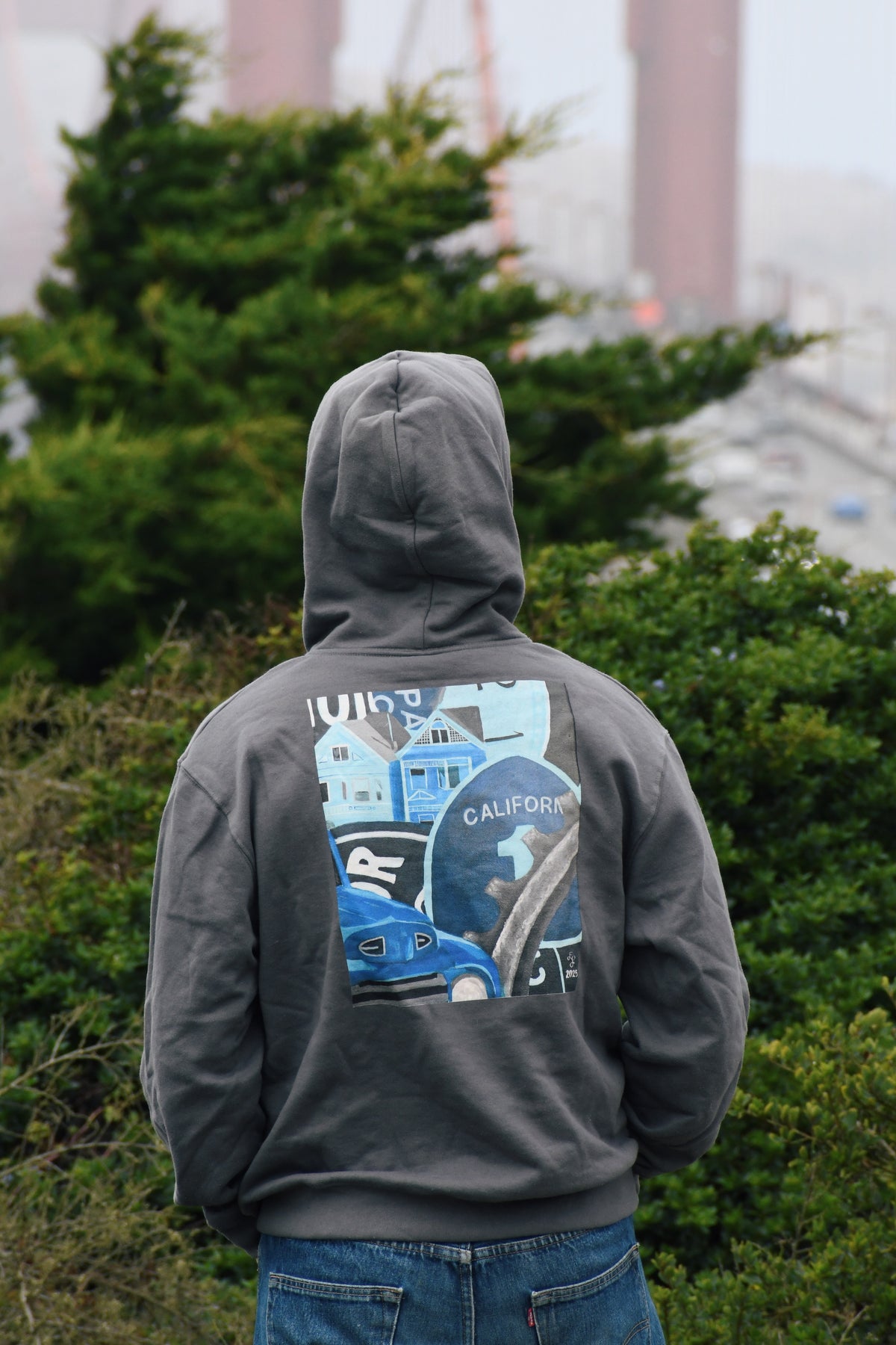 Oversized "Blue California" heavyweight hoodie