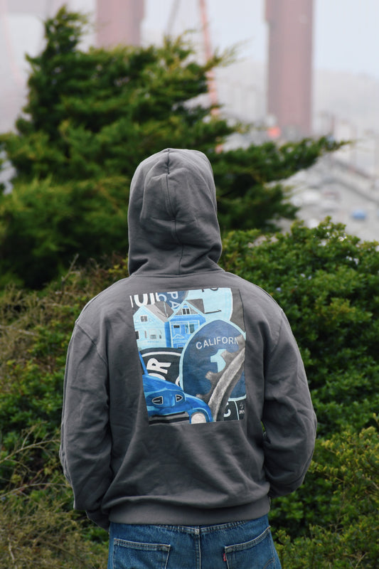 Oversized "Blue California" heavyweight hoodie